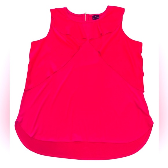 Worthington Sleeveless Top Hot Pink Ruffle Front Back Zipper Womens Size XL - Picture 5 of 10